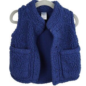 Carters‎ Sparkling Sherpa Vest 18m Navy Blue Fleece Sleeveless With Pockets